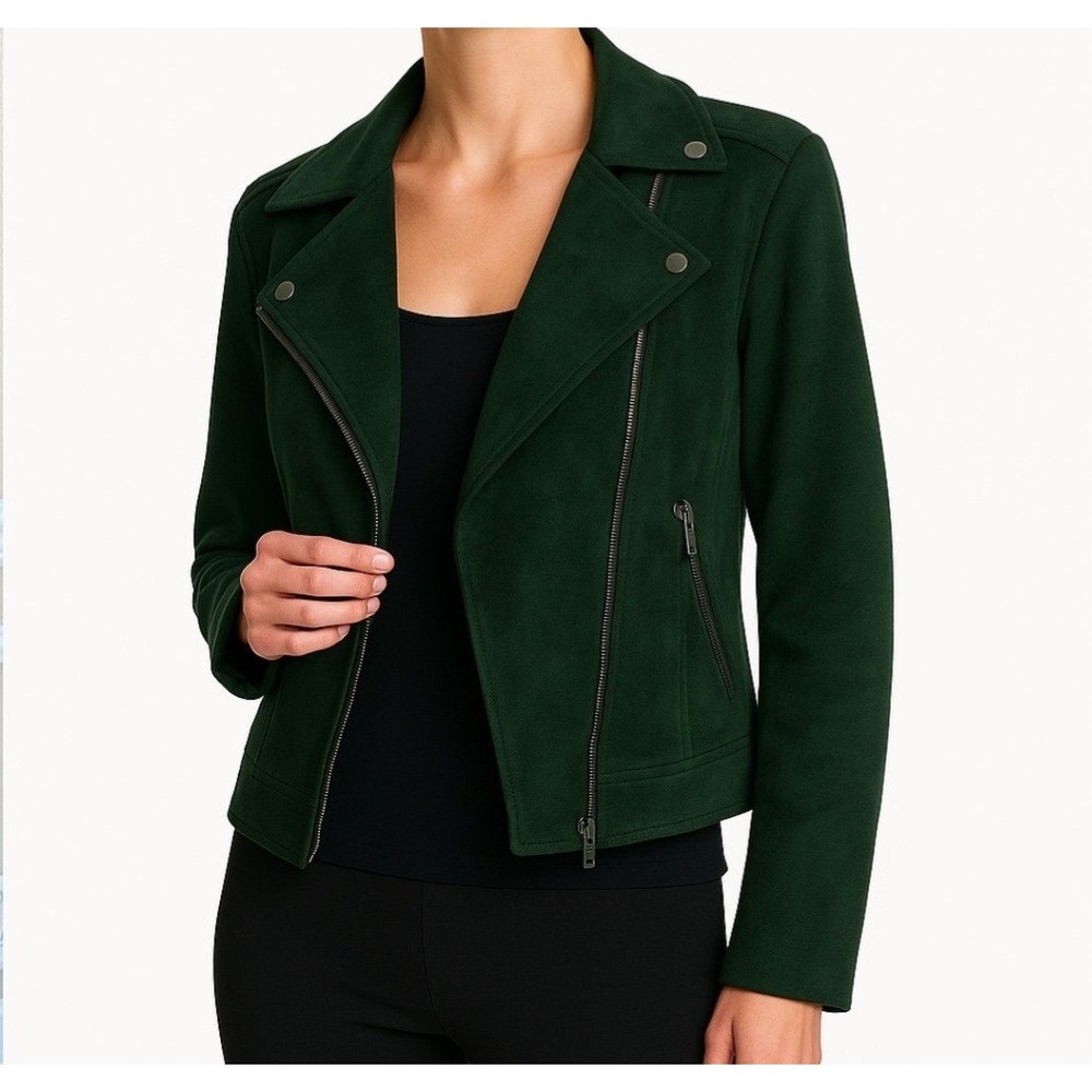 Philosophy Republic Clothing Women Green Faux Suede Moto Jacket‎ Size M
Chic Fun